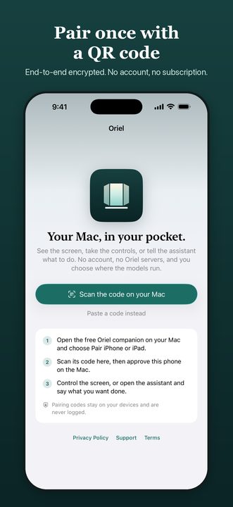 Pair once with a QR code